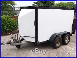 Tav 14 twin axle braked box trailer with rear ramp and led lights