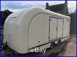 Two car PRG race track car enclosed covered trailer transporter VGC Brian James