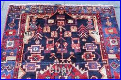 Vintage Hand Made Traditional Oriental Wool Blue Red Small Rug 160x99cm Vintage Hand Made Traditional Oriental Wool Blue Red Small Rug 160x99cm
