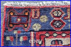 Vintage Hand Made Traditional Oriental Wool Blue Red Small Rug 160x99cm Vintage Hand Made Traditional Oriental Wool Blue Red Small Rug 160x99cm