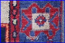 Vintage Hand Made Traditional Oriental Wool Blue Red Small Rug 160x99cm Vintage Hand Made Traditional Oriental Wool Blue Red Small Rug 160x99cm