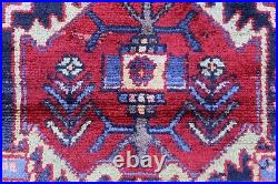 Vintage Hand Made Traditional Oriental Wool Blue Red Small Rug 160x99cm Vintage Hand Made Traditional Oriental Wool Blue Red Small Rug 160x99cm