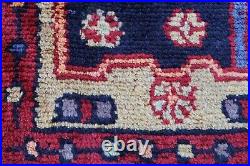 Vintage Hand Made Traditional Oriental Wool Blue Red Small Rug 160x99cm Vintage Hand Made Traditional Oriental Wool Blue Red Small Rug 160x99cm