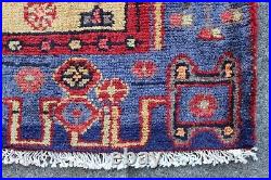 Vintage Hand Made Traditional Oriental Wool Blue Red Small Rug 160x99cm Vintage Hand Made Traditional Oriental Wool Blue Red Small Rug 160x99cm
