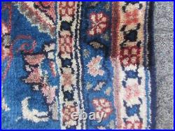 Vintage Hand Made Traditional Oriental Wool Blue Small Rug 134x98cm