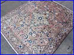 Vintage Hand Made Traditional Oriental Wool Faded Pink Grey Rug 170x145cm