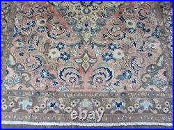 Vintage Hand Made Traditional Oriental Wool Faded Pink Grey Rug 170x145cm