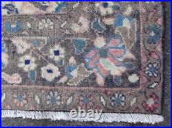 Vintage Hand Made Traditional Oriental Wool Faded Pink Grey Rug 170x145cm