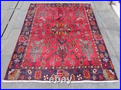 Vintage Hand Made Traditional Oriental Wool Red Large Rug 187x148cm Vintage Hand Made Traditional Oriental Wool Red Large Rug 187x148cm