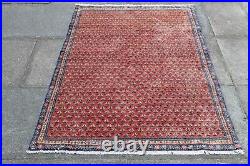 Vintage Hand Made Traditional Oriental Wool Red Pink Small Rug 166x93cm