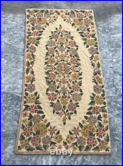 Vintage Handmade French Aubusson Style Needlepoint Wool Kilim Rug 113 x 56 cm