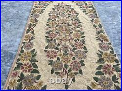 Vintage Handmade French Aubusson Style Needlepoint Wool Kilim Rug 113 x 56 cm