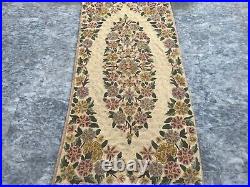 Vintage Handmade French Aubusson Style Needlepoint Wool Kilim Rug 113 x 56 cm