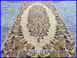 Vintage Handmade French Aubusson Style Needlepoint Wool Kilim Rug 113 x 56 cm