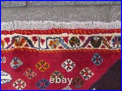 Vintage Traditional Hand Made Oriental Gabbe Wool Red Rug 142x103 Animal Lion