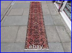 Vintage Worn Hand Made Traditional Oriental Wool Pink Narrow Runner 275x56cm