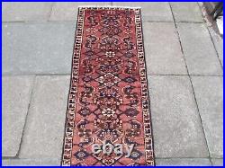 Vintage Worn Hand Made Traditional Oriental Wool Pink Narrow Runner 275x56cm