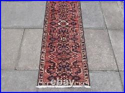 Vintage Worn Hand Made Traditional Oriental Wool Pink Narrow Runner 275x56cm