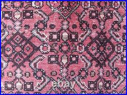 Vintage Worn Hand Made Traditional Oriental Wool Red Pink Long Runner 485x80cm