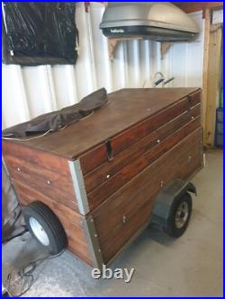 Wooden car Trailer with lid and cover