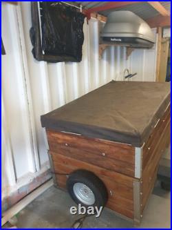 Wooden car Trailer with lid and cover